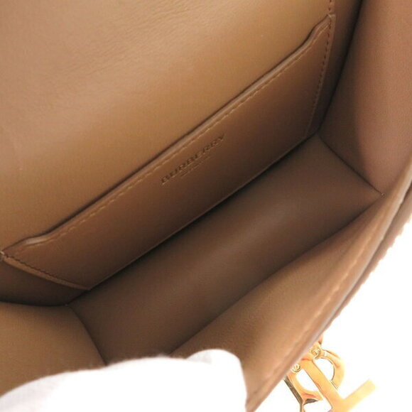 Burberry Monogram Logo Leather Beige Shoulder Bag - Picture 5 of 8